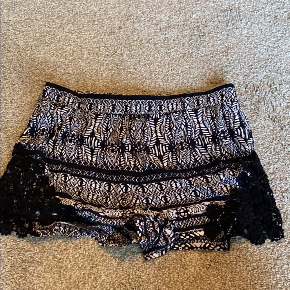 Black and White Flowy Shorts